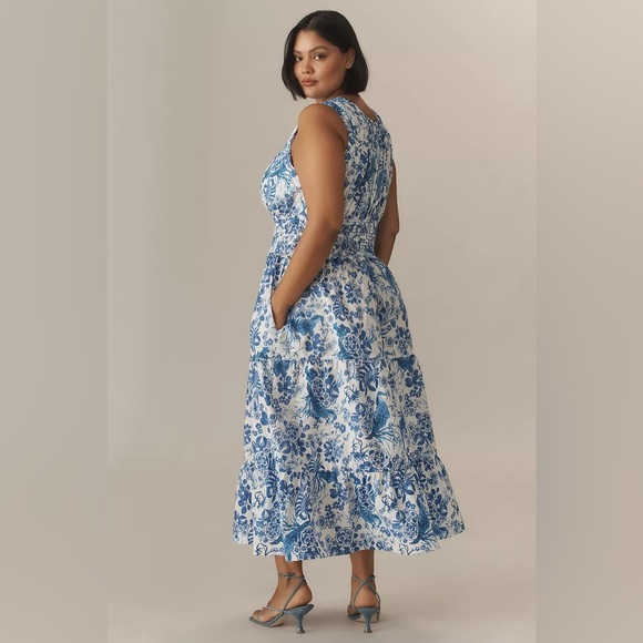 NWT Size L - Anthropologie 100% Cotton Poplin Smocked Midi Dress (NWT US$ 168) - Picture 11 of 16